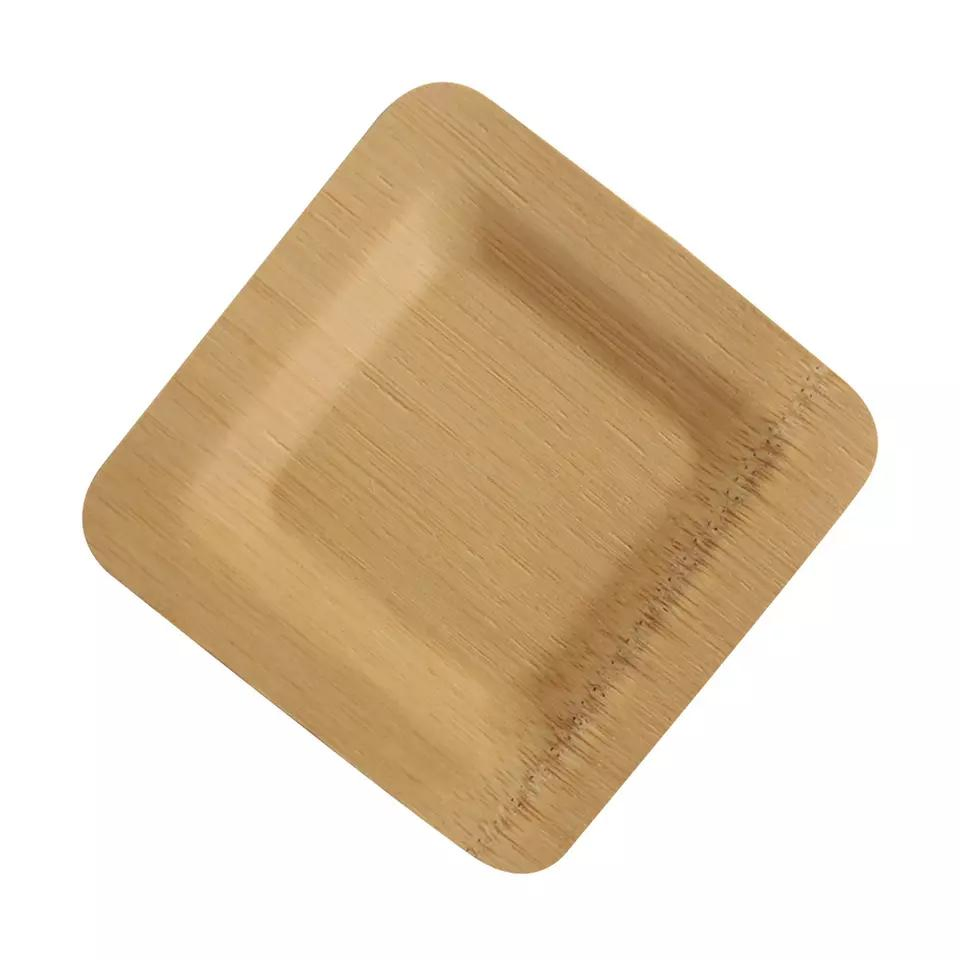 Disposable Bagasse Round Plates with 6" Bamboo Fork