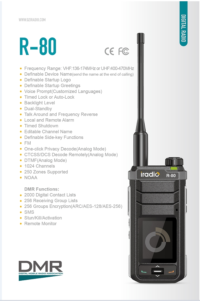 Two Way Radio Iradio R80 for Clear VHF/UHF Communication