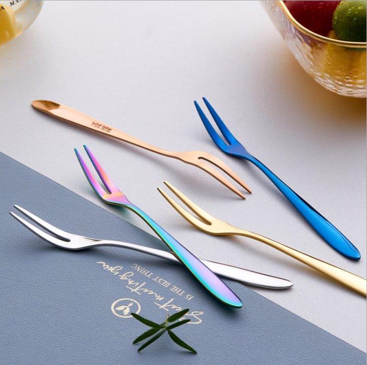 Wholesale Stainless Steel Reusable Dessert Cake Fork Fruit Fork