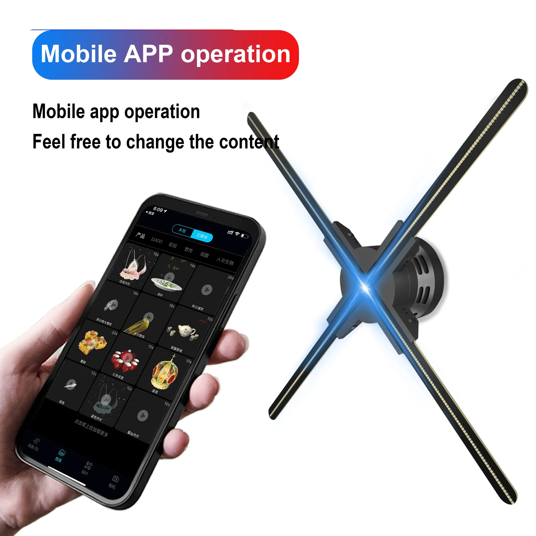 3D голографический вентилятор-елка с эффектом парения