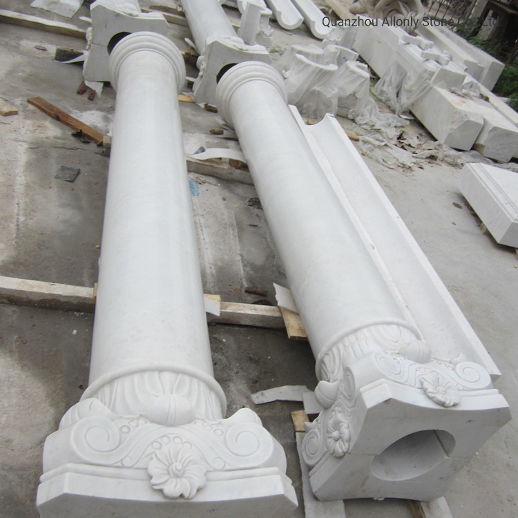 Hand Carved Chinese White Marble Stone Roman Column Design