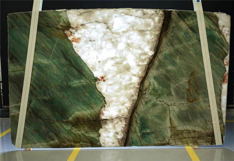 Empire Style Luxury Villa Background Wall Decor Green White Quartzite Marble Stone Slab