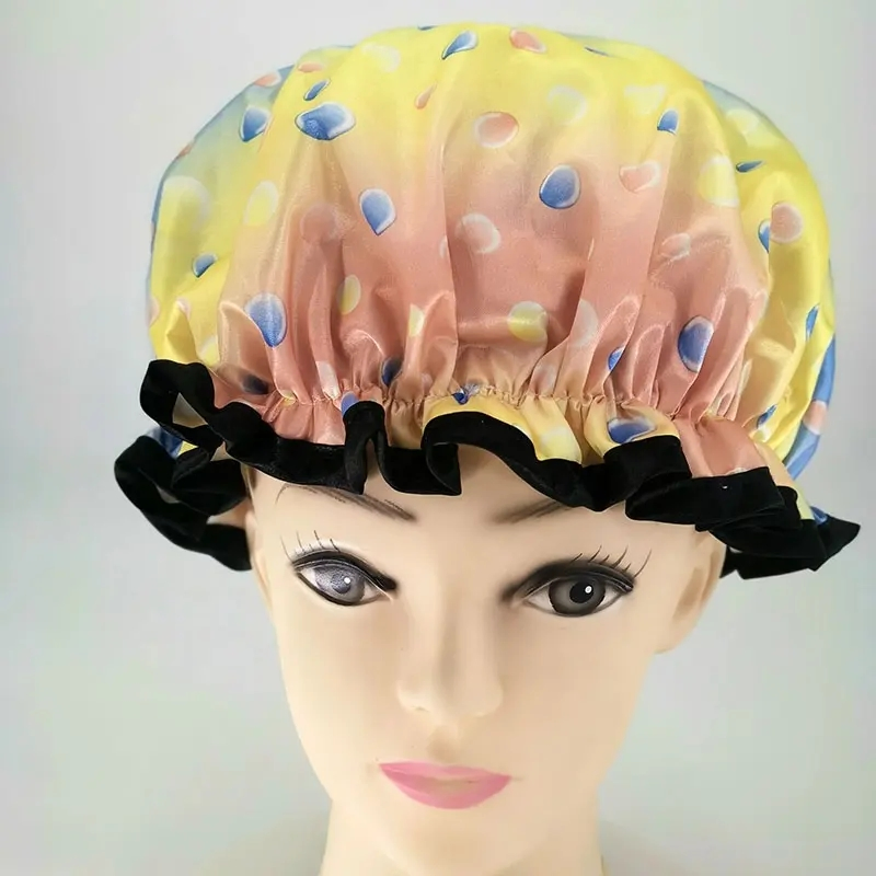 Factory Direct Luxury Flower Printing Satin Shower Caps Custom Logo Available
