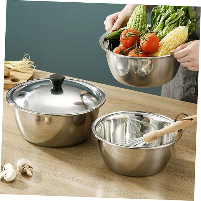 Induction Cooker Soup Bowl Mixing Bowl Made of Metal Stainless Steel Bowl