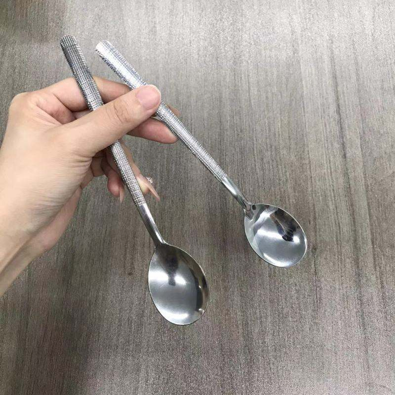 Hammer Patterned Mixed Rice Restaurant Stainless Steel Soup Spoon