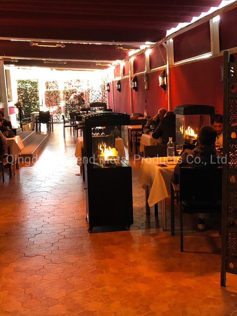 Movable Outdoor Patio Heater with Adjustable Flame with Glass View for Garden Use