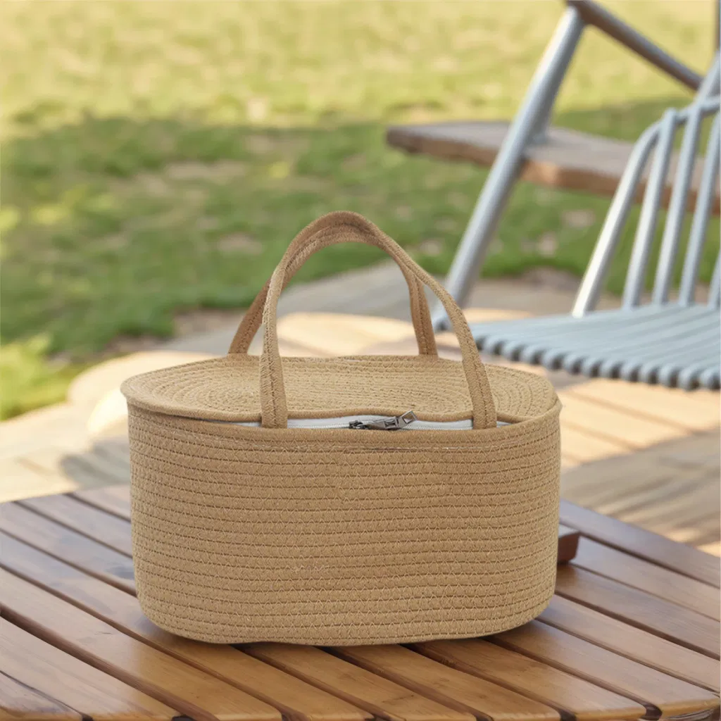 Foldable Baby Diaper Caddy Organizer Cotton Rope Diaper Storage Basket