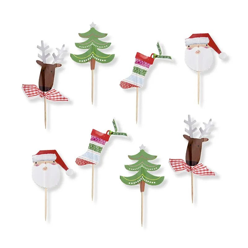 Merry Christmas Cake Fruit Sticks for Wedding Decoration Christmas Stocking Tree