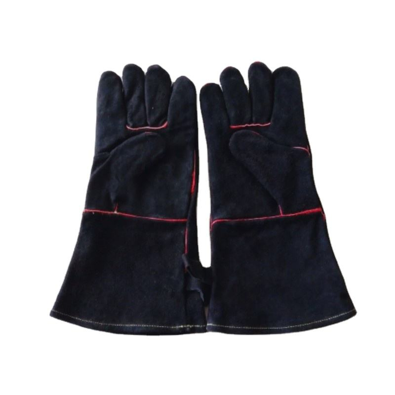 Premium Heat Resistant Cowhide Leather Gloves - 16 Inch Insulated Design