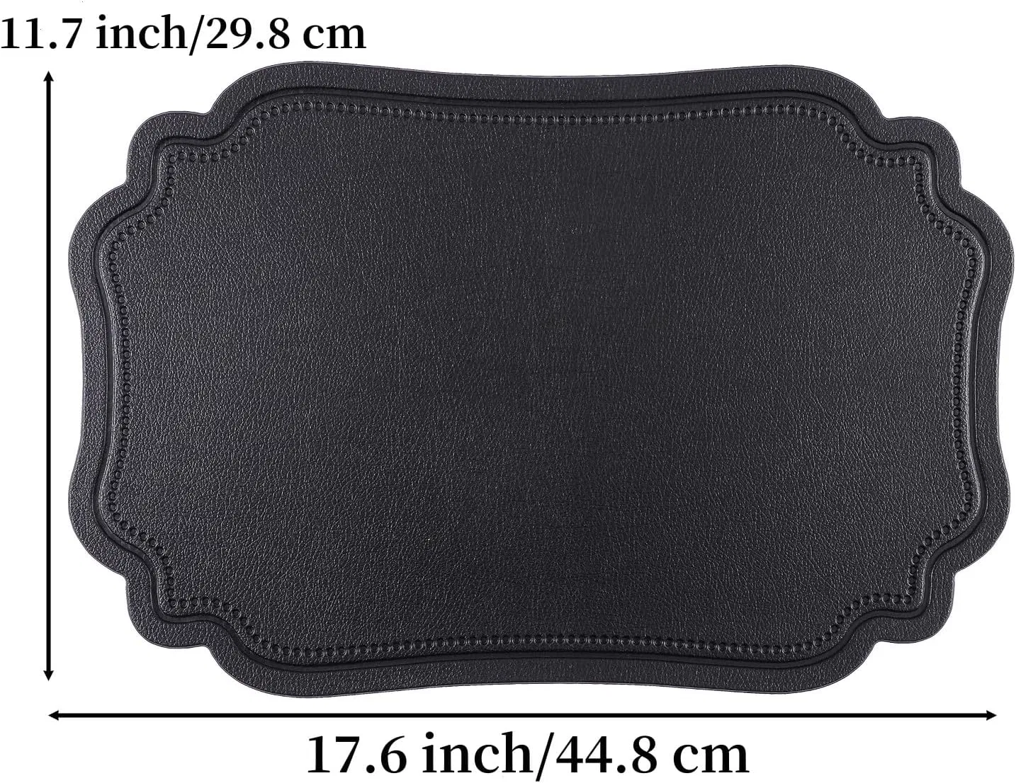 Xinyun Black Placemats Set of 6 Reversible Faux Leather Place Mat Wipeable Heat Resistant Non Slip Anti Oil Waterproof Eco-Friendly Table Mats Patio Placemats F