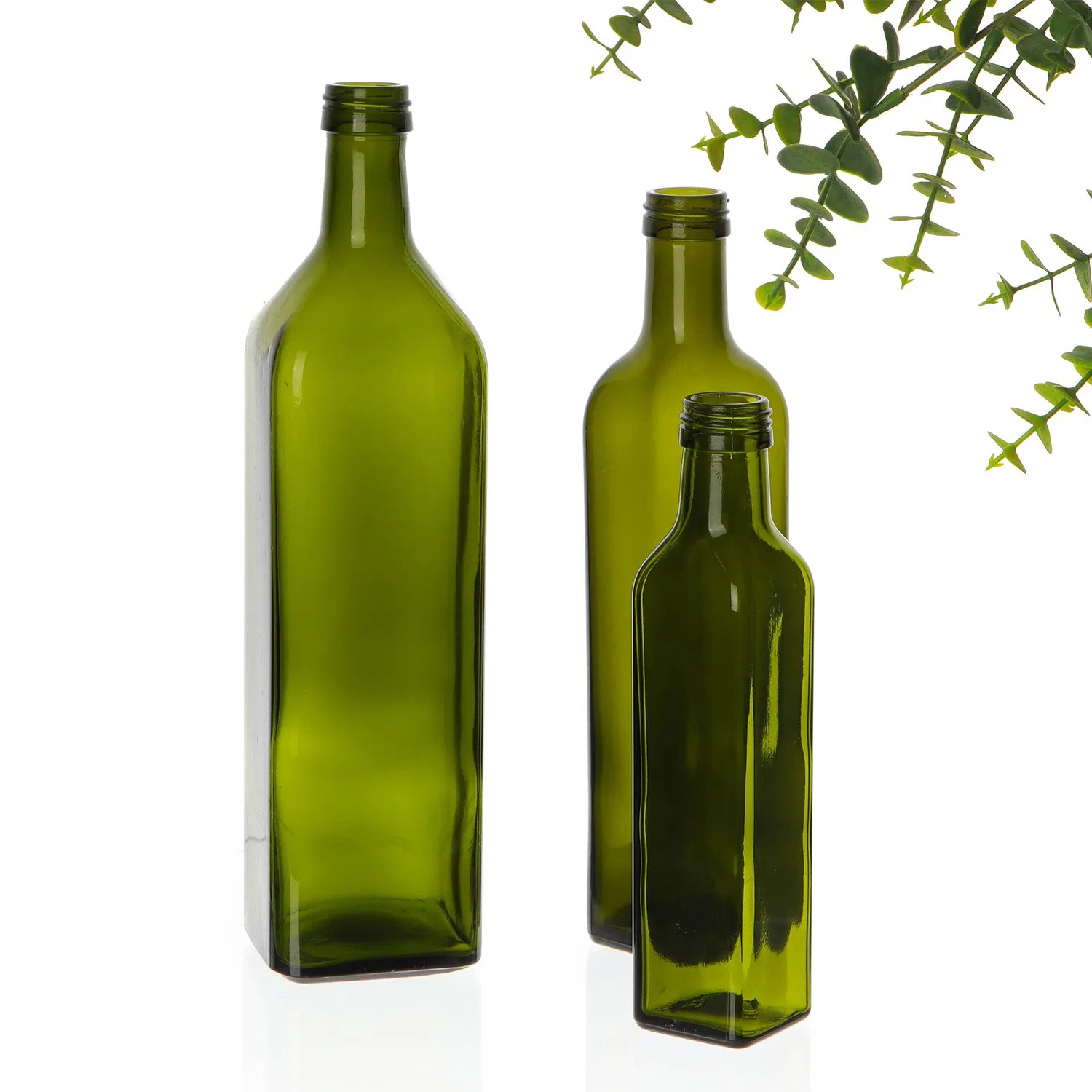 Food Grade 250ml 500ml 750ml 1000ml Round Antique Green Glass Bottle Olive Oil Bottle