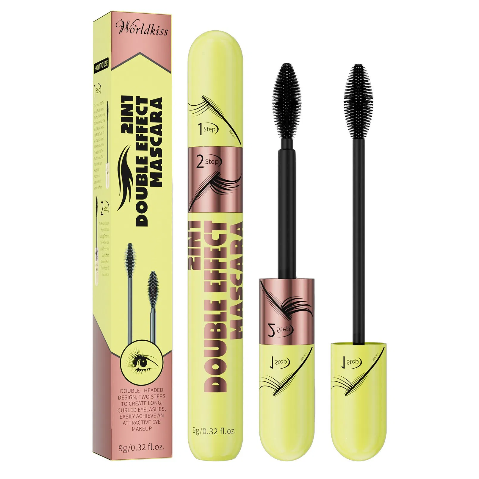 Dual-Effect Mascara Lengthening, Curling & Volumizing 2-in-1 Waterproof Mascara