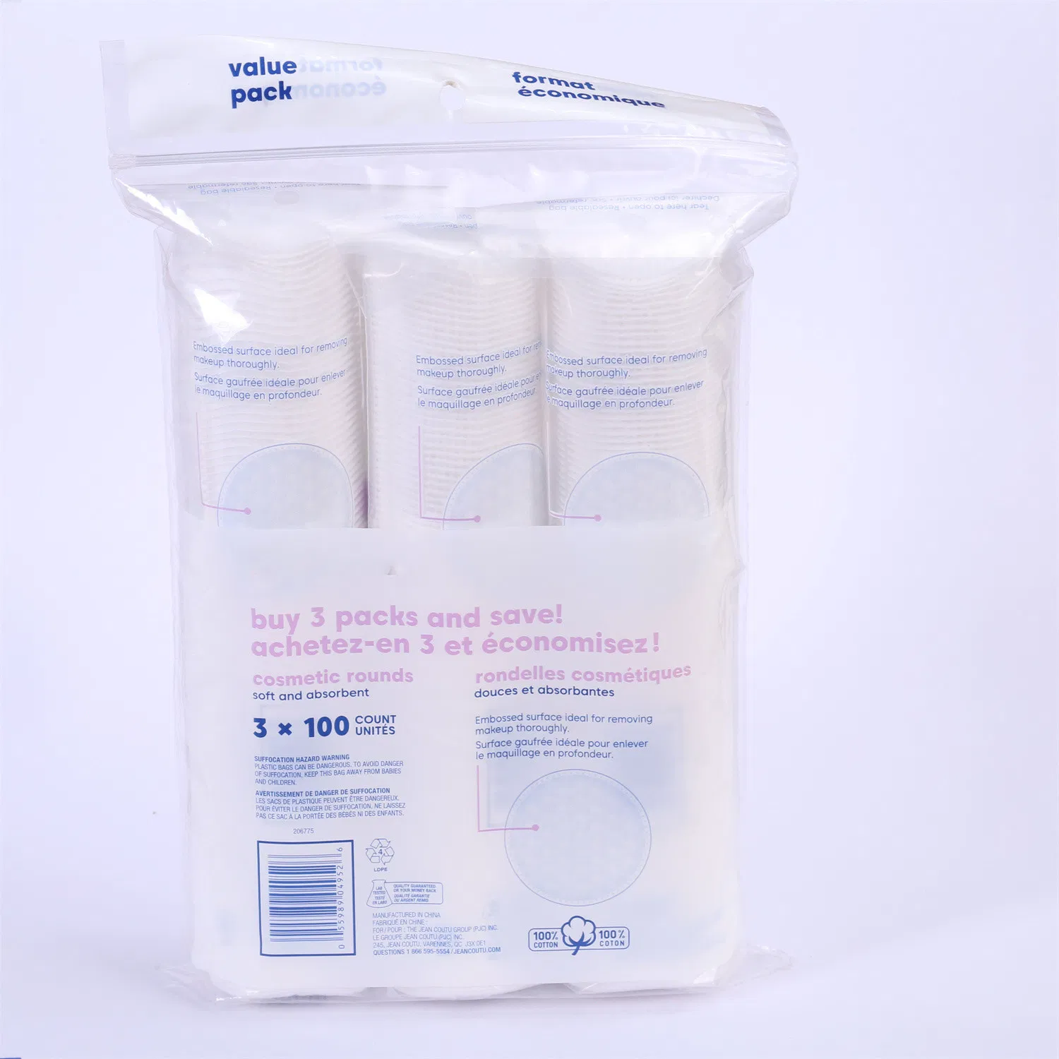 Pure Cotton Pad 5*6cm with ISO for Facial Beauty