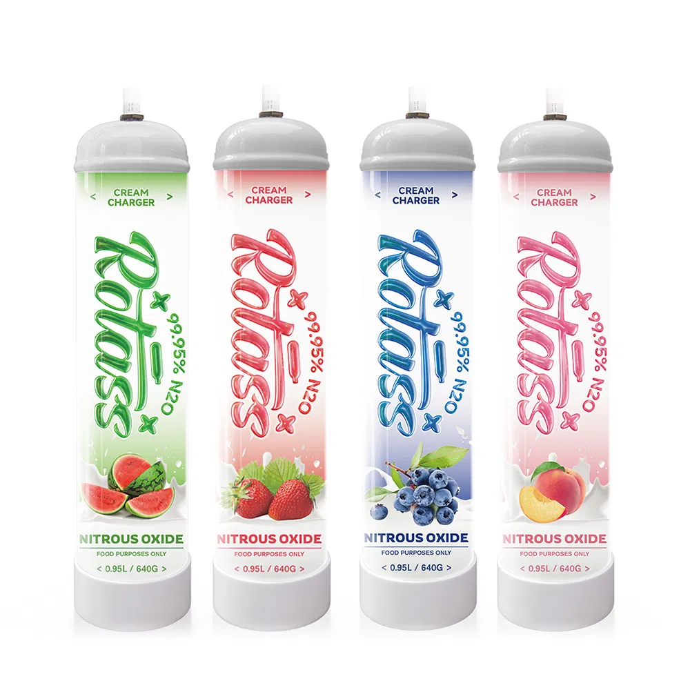 Rotass 0.95L Food Grade Nitrous Oxide Tank 640g 99.95% N2o Gas Bottle Lachgas Whipped Cream Charger