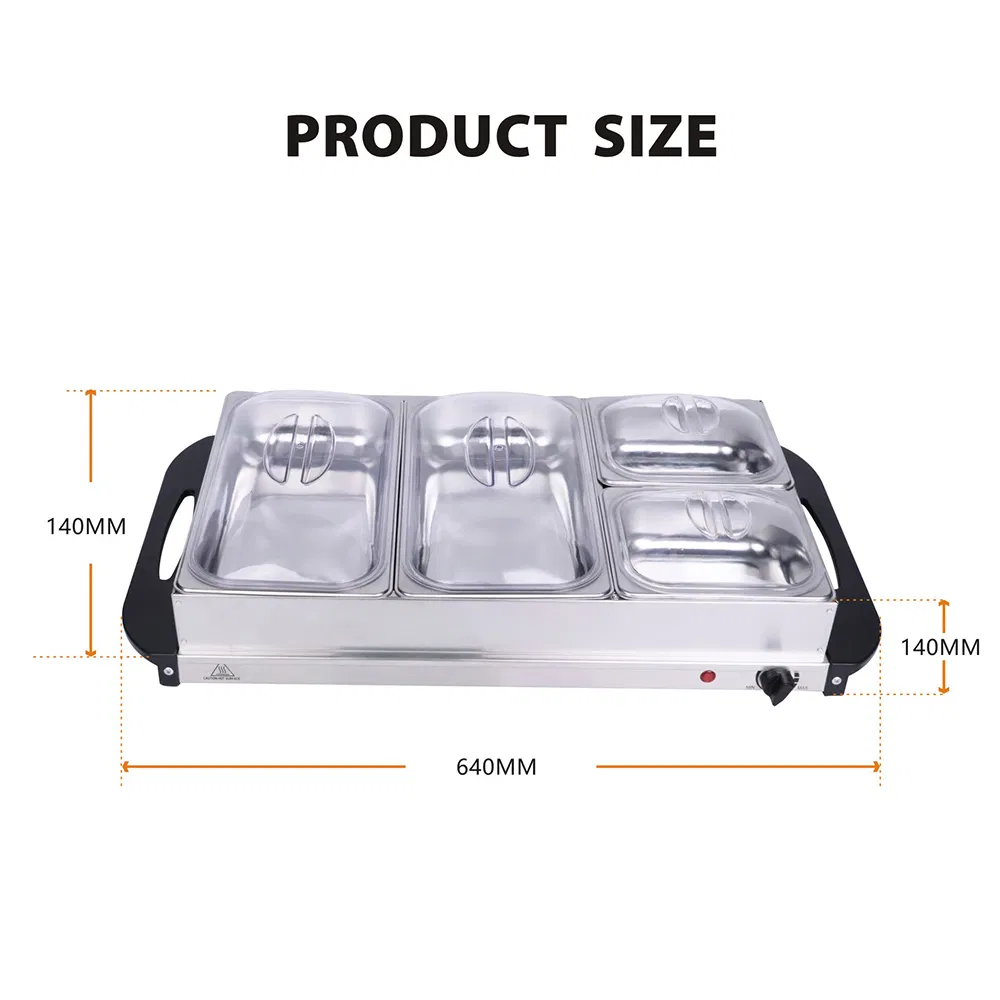 Stainless Steel Electric Buffet Food Warmer Stove Large Capacity 7L for 3-4 People Household