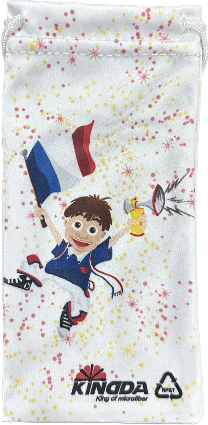 Customised Logo Microfibre Sunglass Pouch Made of Polyester and Nylon.