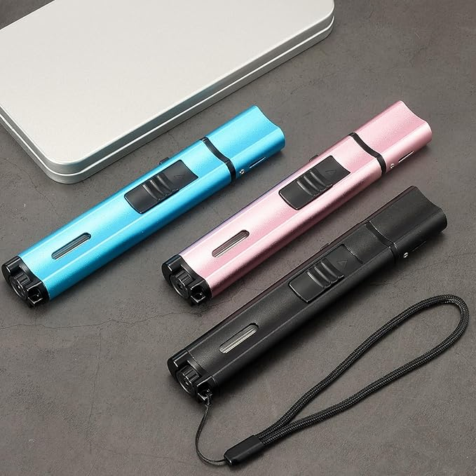 Butane Torch Lighter with Flame Lock and Safety Switch Function Adjustable Dual Jet Flame