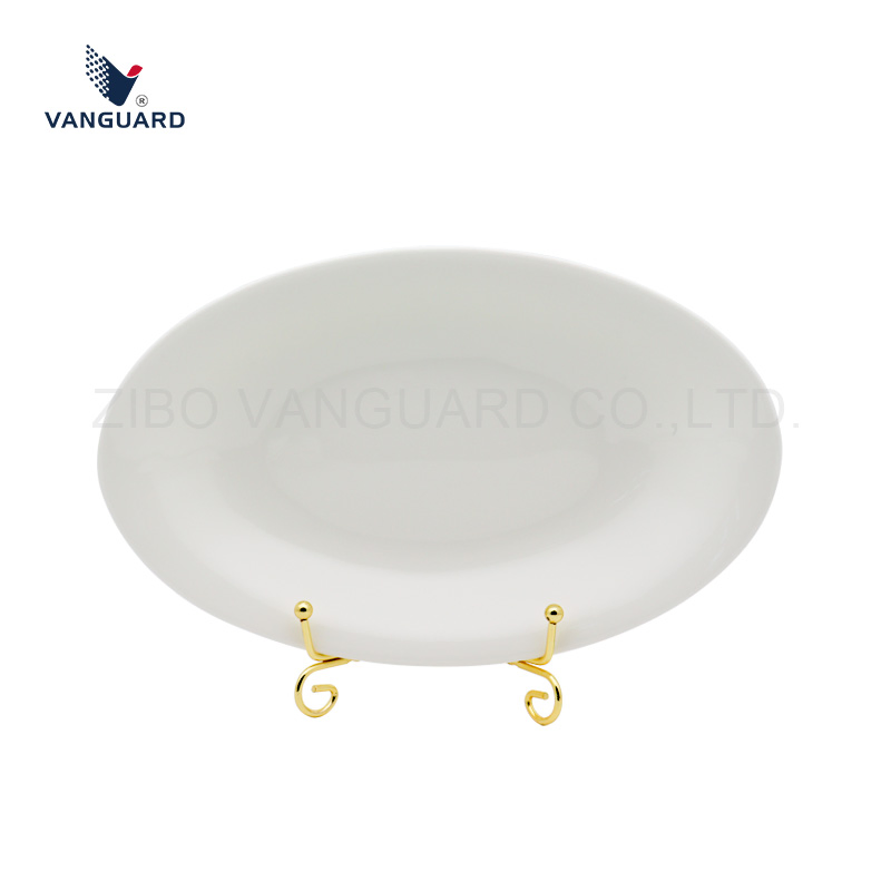High Quality Porcelain Oval Dinnerware White Custom Printing Ceramic Salad Plate