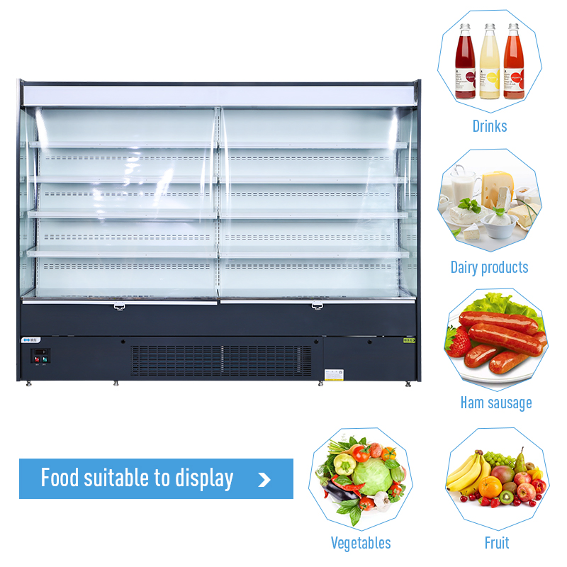 Supermarket Fan Cooling Adjustable Shelves Vegetable Fruit Showcase Air Chiller Multideck Open Display Refrigerator