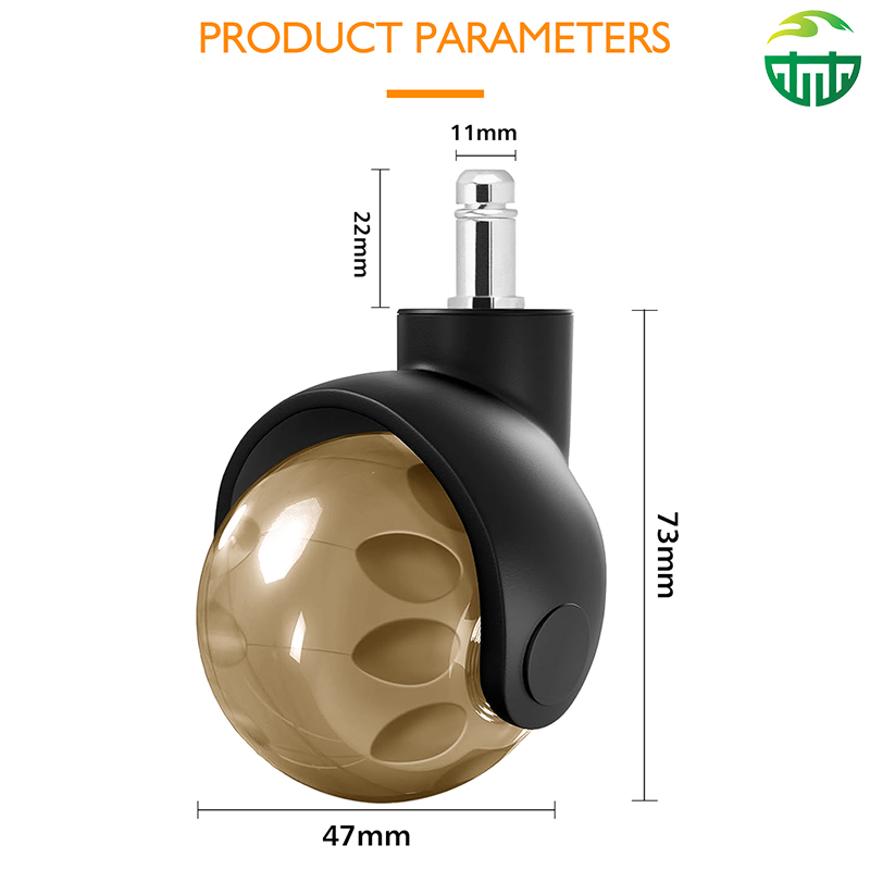 Hot Sell 2 Inch 50 mm Replaceable PU Yellow Color Ball Furniture Office Chair Caster Wheel for Gaming Chair Roller