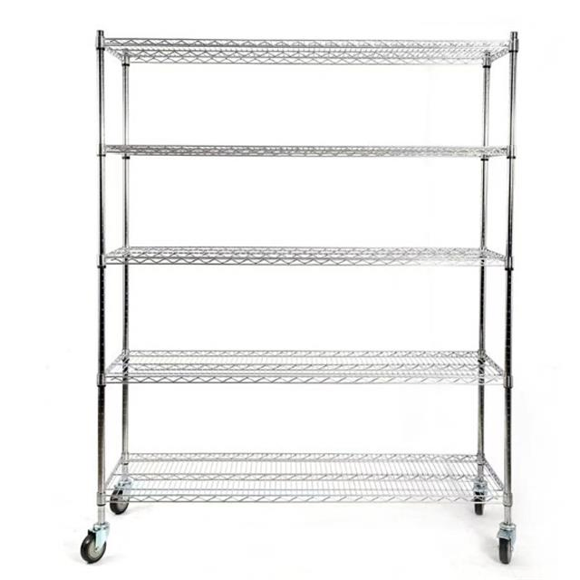 Metal Steel Chrome Shelving with Wheel Heavy Duty Chrome Storage Display Rack