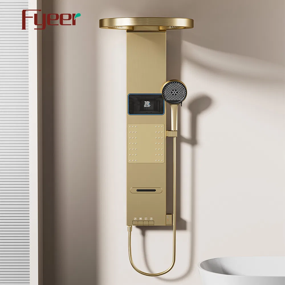 Fyeer Brush Gold Motion Sensor Piano Key Button Digital Shower Panel