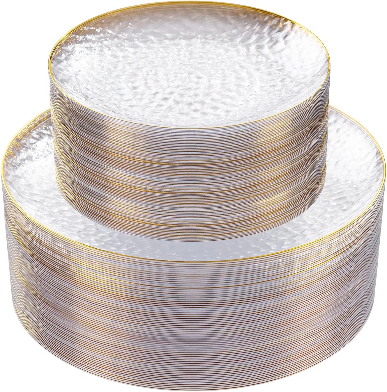 Clear Plastic Plates, Clear Disposable Plates with Gold Rim