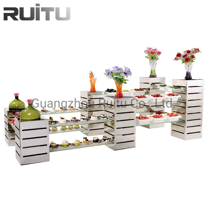 Buffet Display Stands and Risers Glass Platters Catering Ware Tabletop Decoration Metal Hotel Banquet Dessert Cupcake Serving Set Buffet Food Display Stand