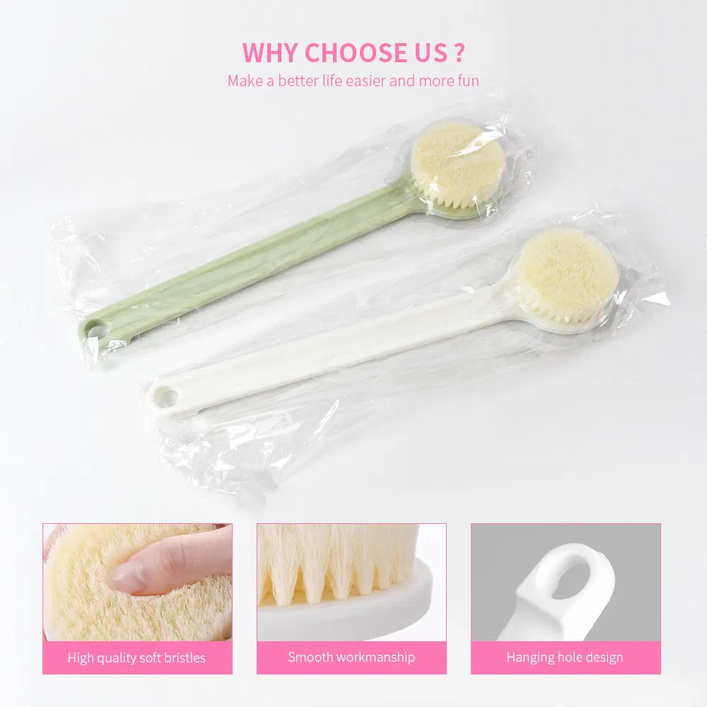 Factory Price Plastic Handle Rectangle Body Scrub Cleaning Brush with Long Handle and Soft Bristles