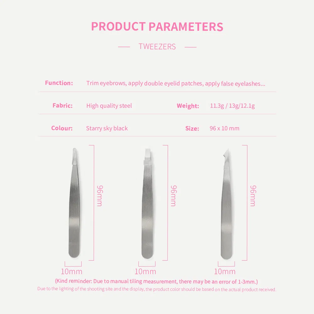 Stainless Steel Squared Lash Eyebrow Rounded Applicator Pointed Lashes Slanted Eyelash Extension Tweezers