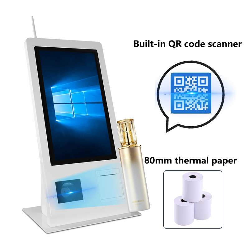 15.6inch Touch Screen Self-Service Payment Kiosk Terminal POS System NFC Payment 58mm Printer Qr Scanner Restaurant Ordering Machine