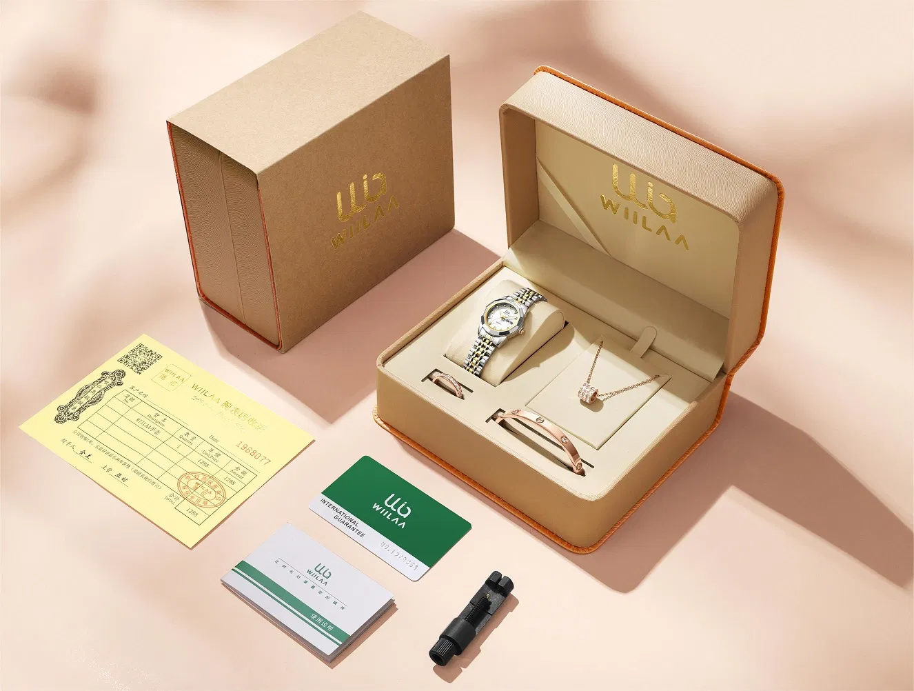 Personalized Rose Gold 100"I Love You"Watches Gift Watch for Women Bracelet Watch Set