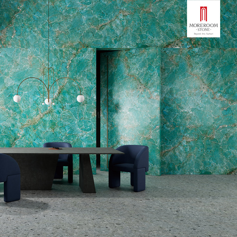 Porcelain Slab Amazon Green Marble Look Tiles for High End Furniture Design