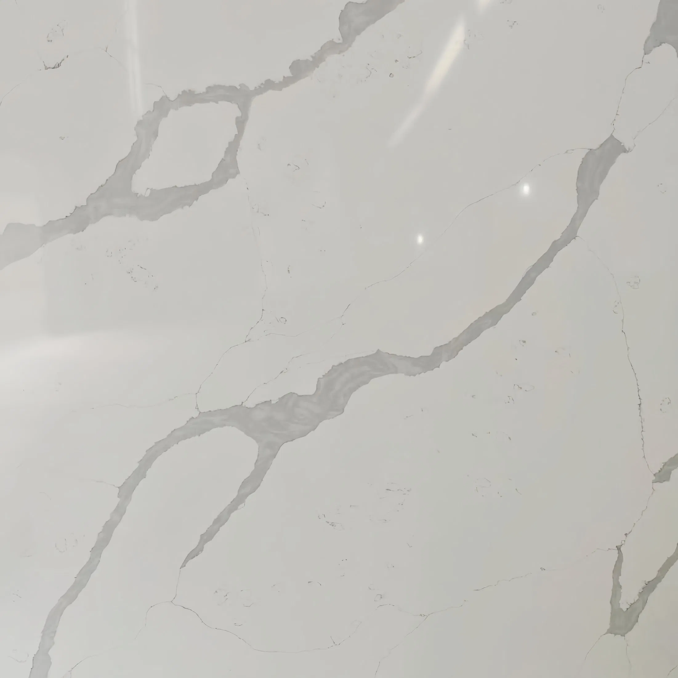 Pari Quartz Stone Slab Building Material Calacatta White Polished Surface Prq6765 3200* 1600*15-30mm for Countertop Kitchen Top/Floor Tile/Wall Tile/Vanity