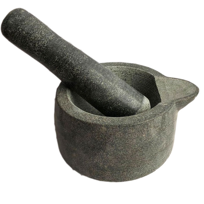 Natural Stone Kitchenware Mortar/Pestle Set with Spout OEM/ODM Granite Marble Kitchen Tools