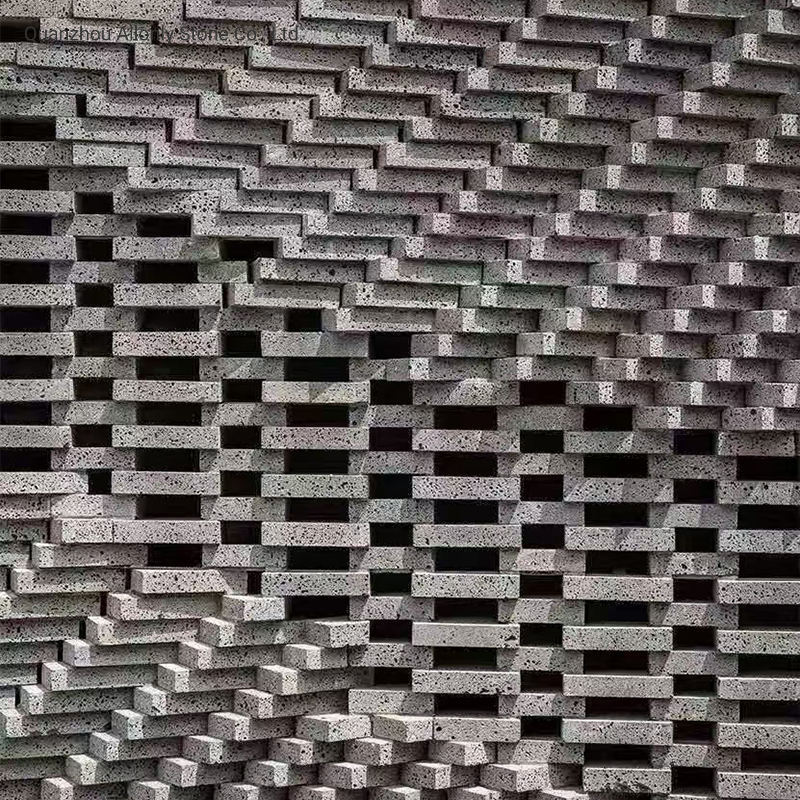 Small Volcano Black Lava Stone Cladding Brick Basalt Tile for Wall Facade Cladding