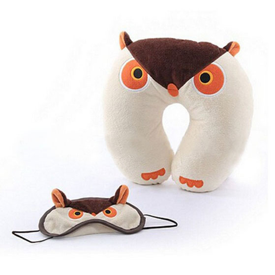 Custom Stuffed Animal Plush Soft Owl Neck Cushion Pillow Toy with Eye Mask