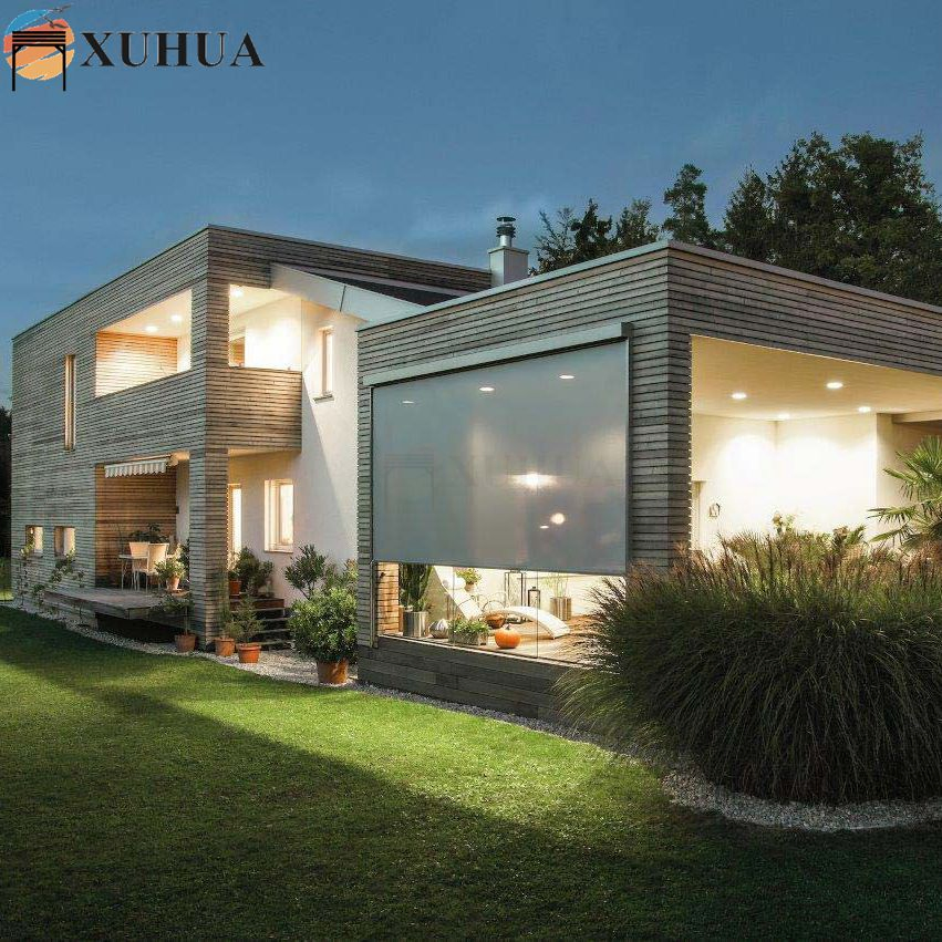 Xuhua Factory Customised Windproof Waterproof Tubular Motor Zipper Outdoor Blinds for Patio