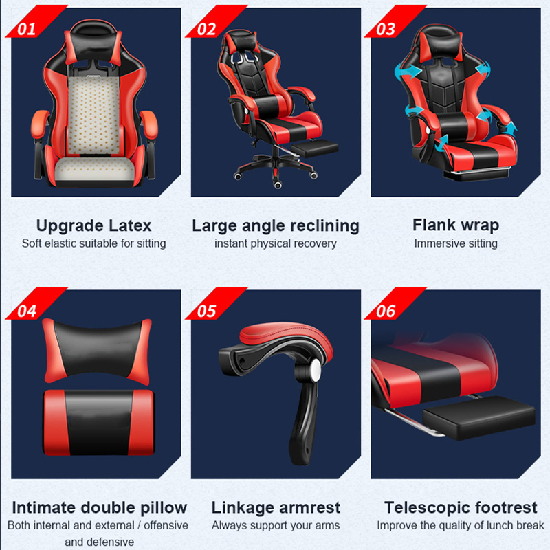 Wholesale Customized White Black Color Ergonomic E-Sports Chairs Office Computer Gaming Chair
