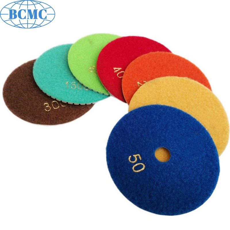 Bcmc 3/4/5/6/8 Inch 125mm Dry and Wet Diamond Stone Polishing Pads Flexible Grinding Discs for Marble Granite