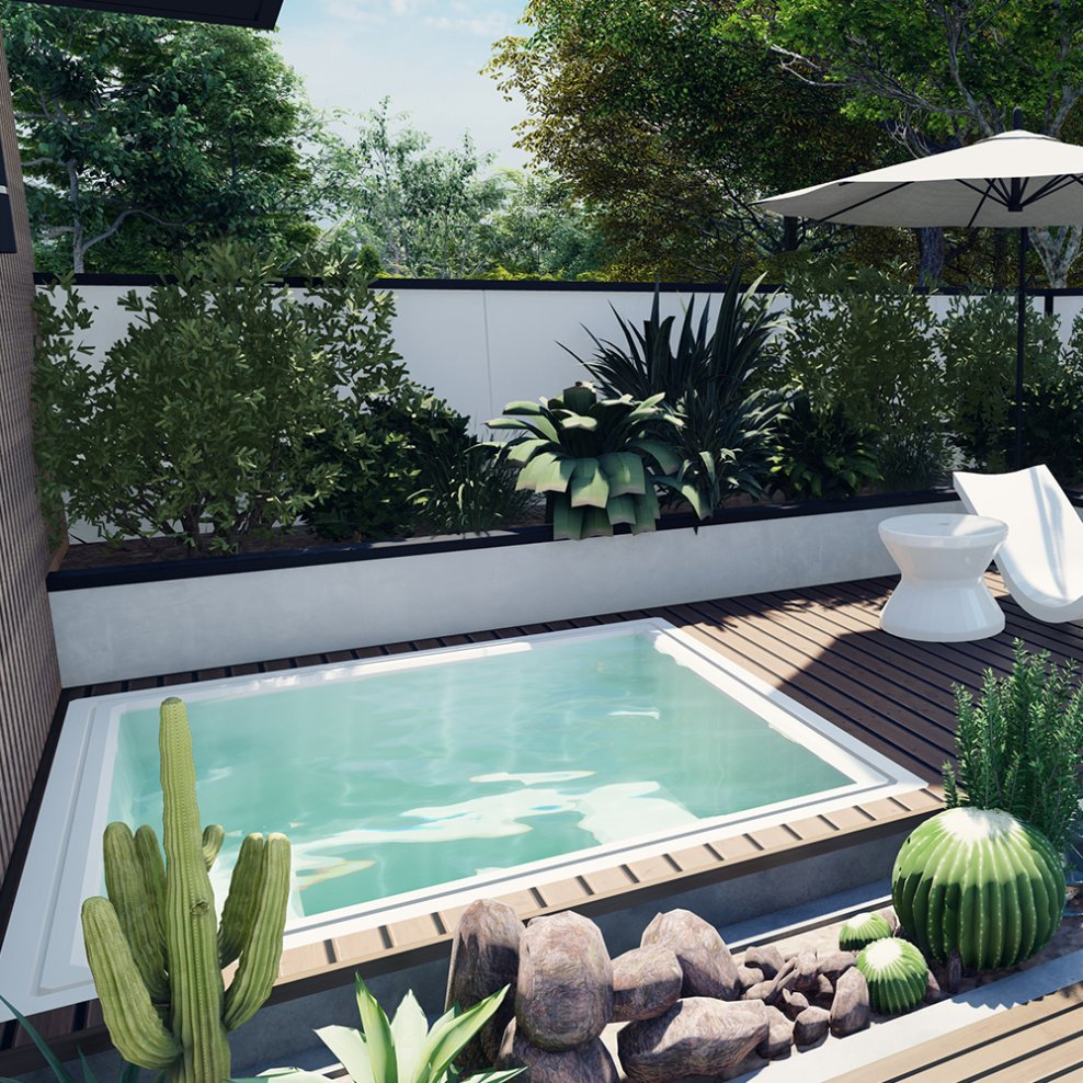 Фибростеклянная холодная купель с мозаикой для SPA