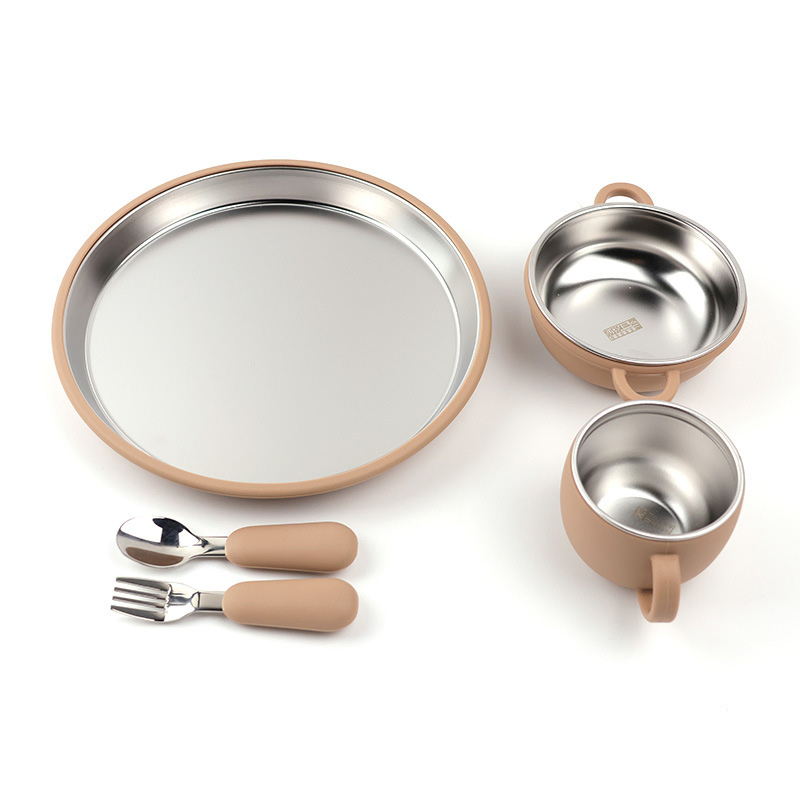 Stainless Steel Baby Bowls with Removable Silicone Shell Anti Scald Container for Food Feeding, Dishwasher Safe