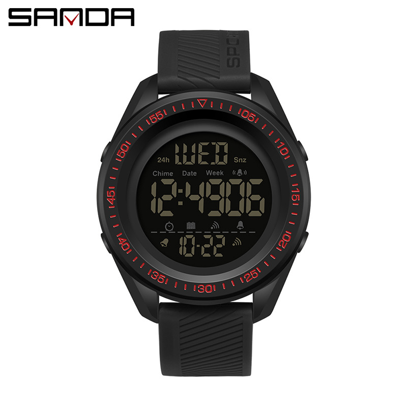 Sanda 6014 Wristwatch Luminous Multi-Functional Fashion Boys LED Digital Watch