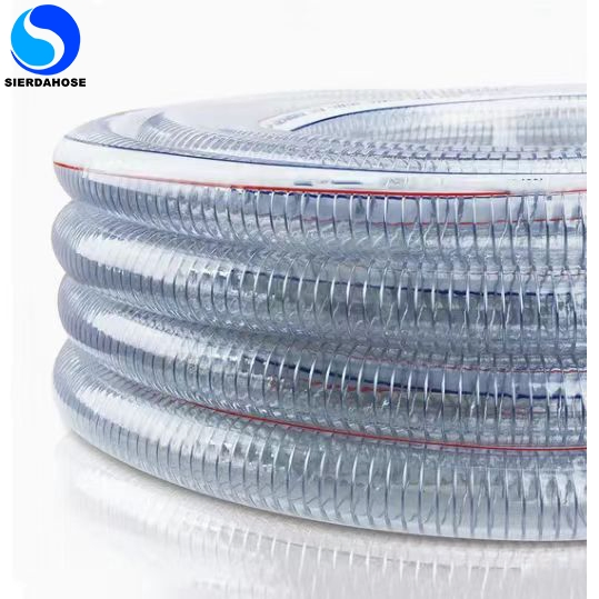 Transparent PVC Spring Hose PVC Spiral Steel Wire Hose for Water Oil Powder Suction Discharge Conveying and Irrigation System