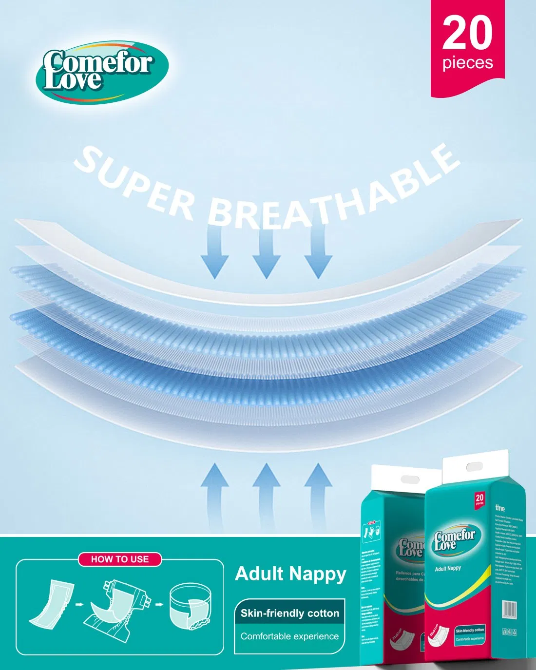 Premium Adult Disposable Nappies High Absorbency Comfort Fit for Adults