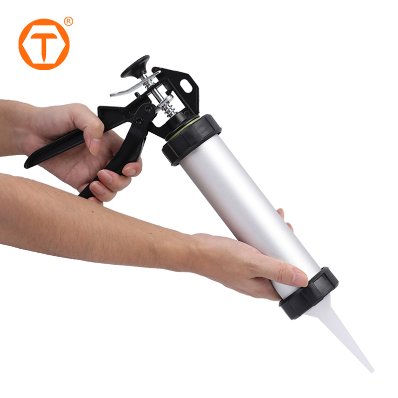 Professional Hand Ordinary Glue Pisto Tool Aluminum Barrel Sausage Caulking Gun with Nozzle