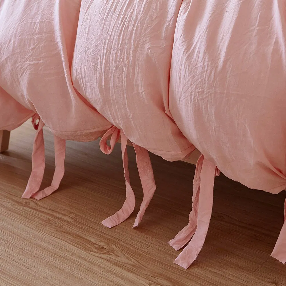 Gyptian Quality Vibrant Stone Washed Microfiber Pink Duvet Cover Queen Size 3 PCS Set