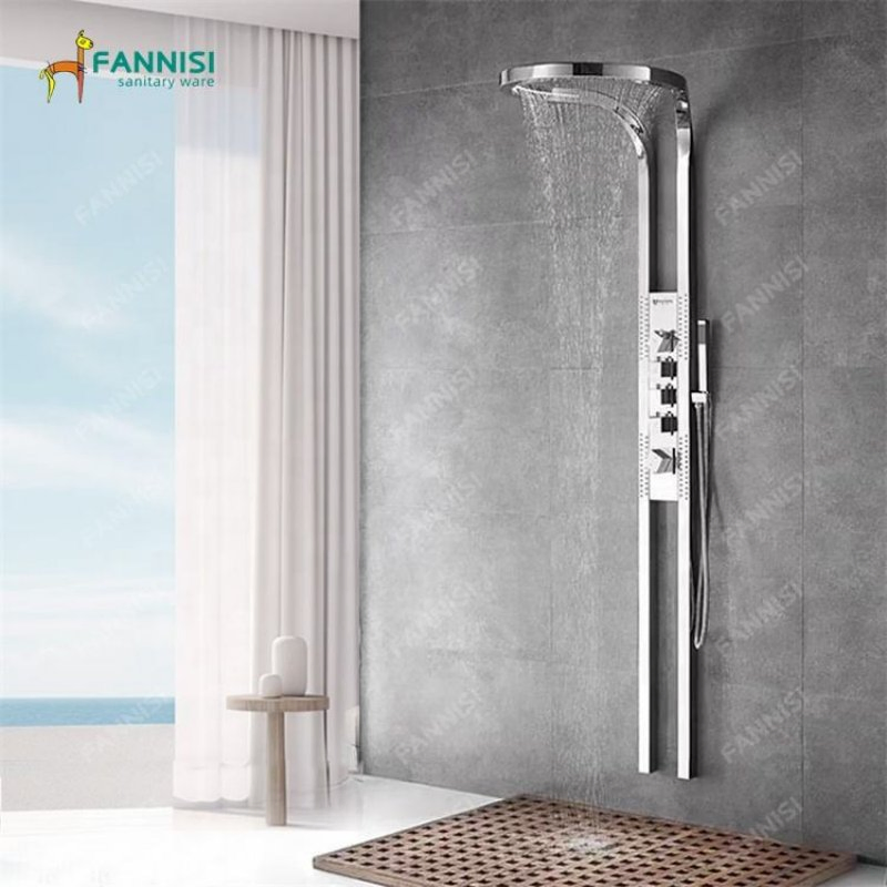 Luxury Waterfall Shower Bathroom Wall Mounted Rain Sprinkler Shower Set System Shower Panel