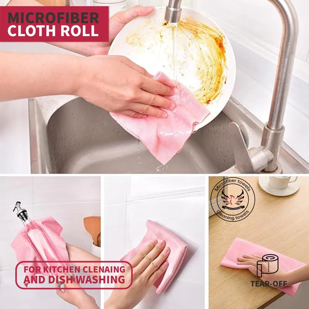 Tear off Kitchen Paper Towel, Microfiber Dish Towel in Roll, 30 Pieces Per Roll