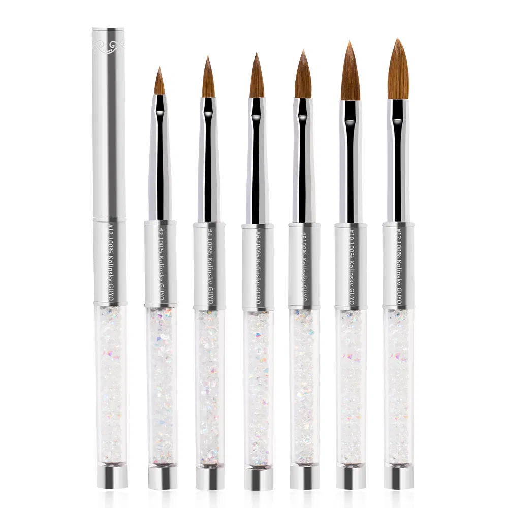 Guyo #6 Rhinestone Inside Handle 100% Kolinsky Nail Art Brush